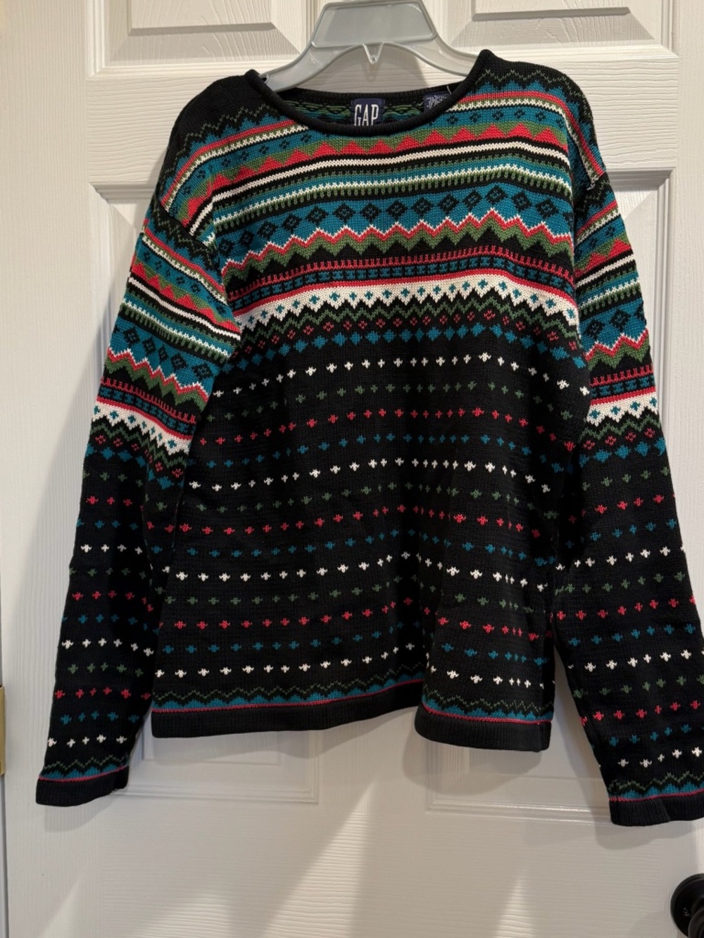 Vintage GAP Fair Isle Knit Sweater - Multicolor Geometric - Size M
